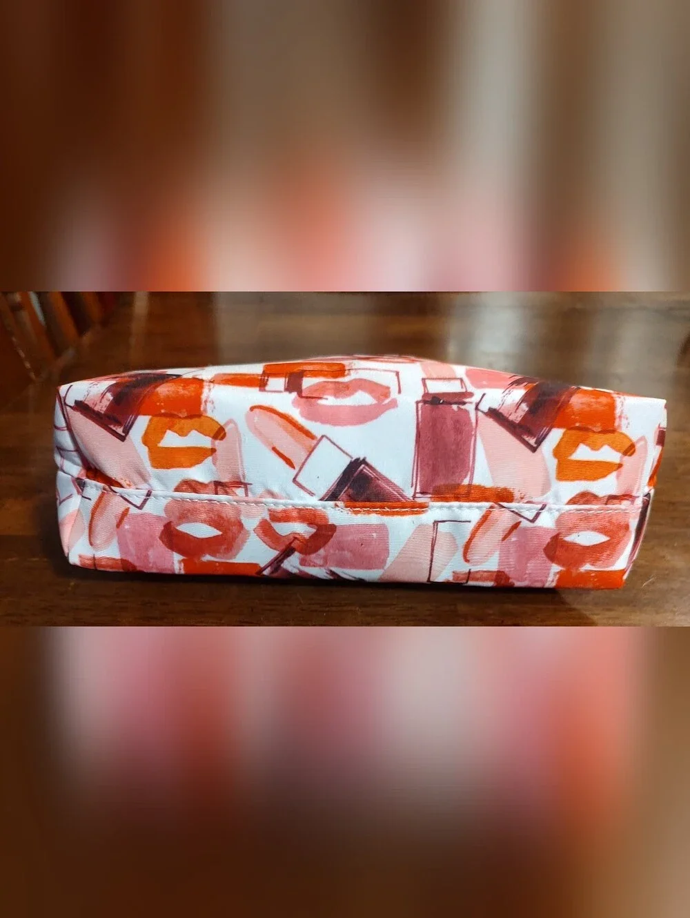 Makeup Print Cosmetic Pouch in Coral & Pink